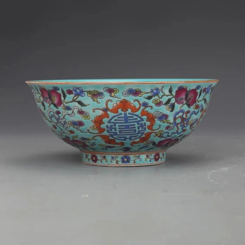 

Qing Yongzheng Blue Enamel Color Ruyi Wen Bowl antique collection bag old fidelity old items