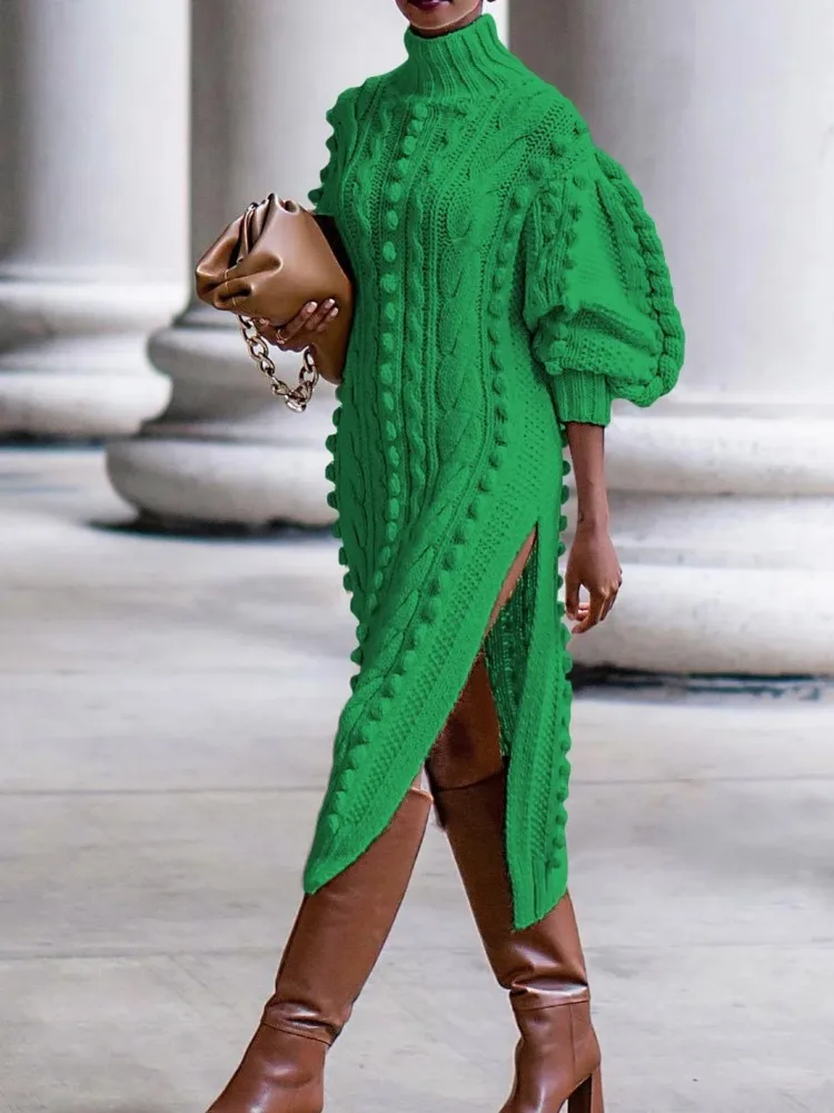 RDMQ 2023 Women Fashion Turtleneck Lantern Long Sleeve Side Split Slim Maxi Sweaters Pullovers Dress Winter Warm Street Jumpers
RDMQ 2023 Women Fashion Turtleneck Lantern Long Sleeve Side Split Slim Maxi Sweaters Pullovers Dress Winter Warm Street Jumpers