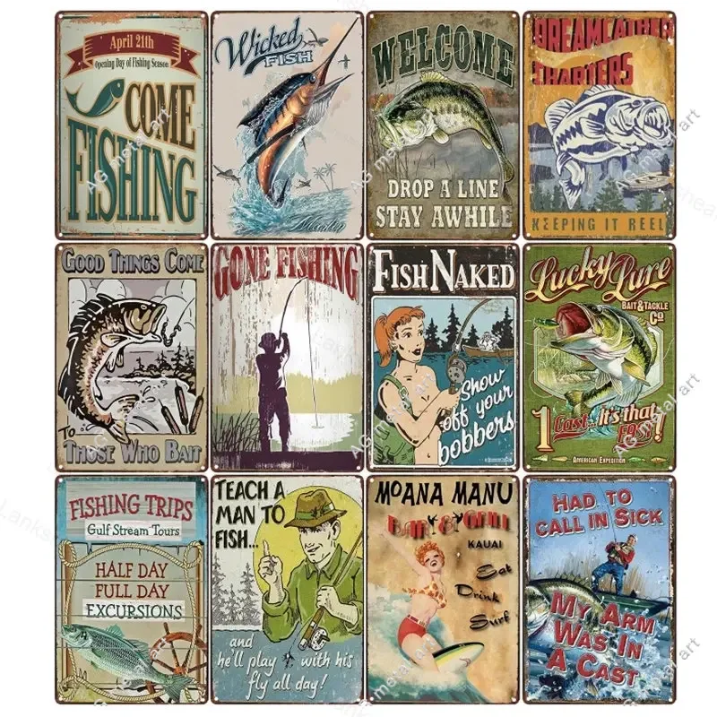 Gone Fishing Vintage Metal Tin Signs Animal Fish Art Poster Man Cave Garage Farm Decor Retro Sign Wall Decor for Bar Home Plaque
Gone Fishing Vintage Metal Tin Signs Animal Fish Art Poster Man Cave Garage Farm Decor Retro Sign Wall Decor for Bar Home Plaque