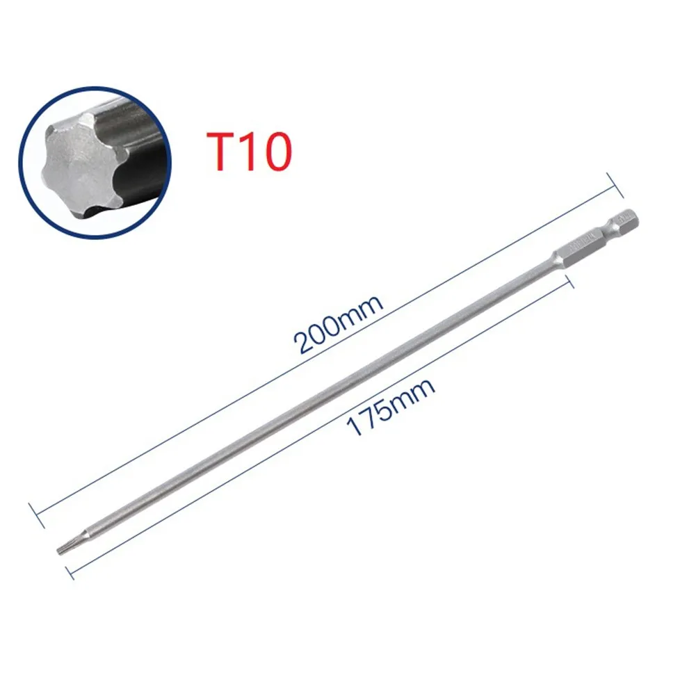 

1PC 200mm Magnetic Torx Screwdriver Bits Alloy Steel T10/T15/T20/T25/T27/T30 Flat Head 1/4" Hex Bits Screwdriver Hand Tool