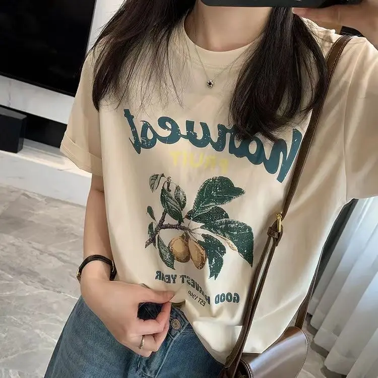 White short-sleeved T-shirt for women 2024 new summer Korean style loose oil painting printed cotton half-sleeved T-shirt trendy
White short-sleeved T-shirt for women 2024 new summer Korean style loose oil painting printed cotton half-sleeved T-shirt trendy