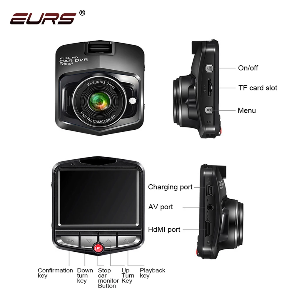 

Dash Cam 2.4 Inch Full HD Car Camera DVR Video Recorder Dvrs For Cars Lens Hidden Cycle Recording Night Wide Angle Dashcam GT300
