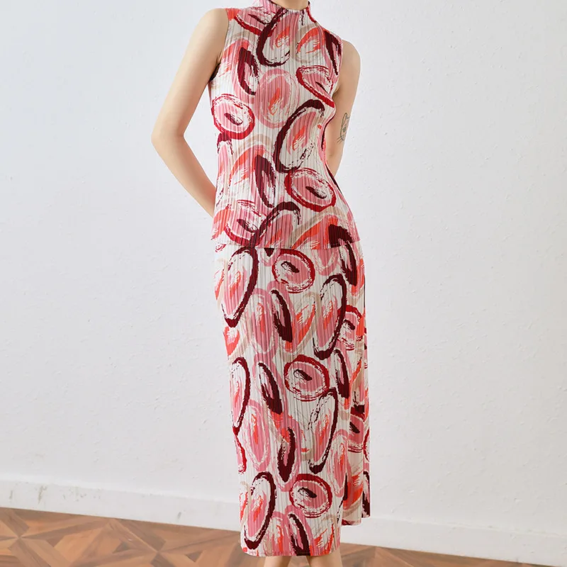 COZOK 2024 Summer New O Neck Sleeveless Printing Elegant Pleated Tops + Knee-length Skirts Two-piece Sets Women WT3124
COZOK 2024 Summer New O Neck Sleeveless Printing Elegant Pleated Tops + Knee-length Skirts Two-piece Sets Women WT3124