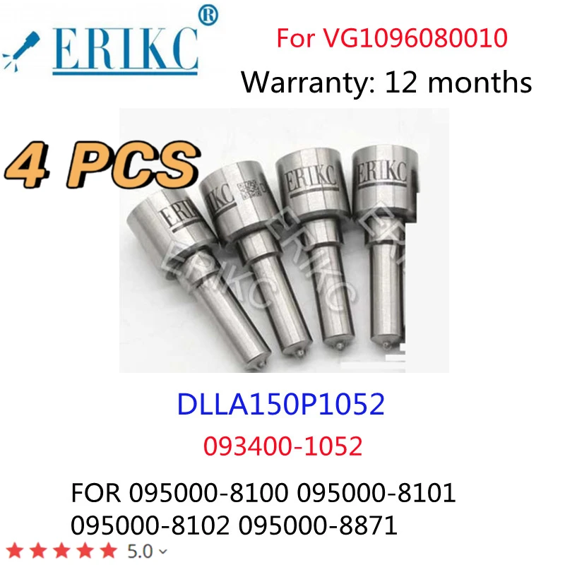 ERIKC 4 шт. DLLA150P1052 Форсунка для дизельного инжектора спрей DLLA150 P1052 (0934001052) для 095000-8100 095000-8871 VG1096080010
ERIKC 4 шт. DLLA150P1052 Форсунка для дизельного инжектора спрей DLLA150 P1052 (0934001052) для 095000-8100 095000-8871 VG1096080010