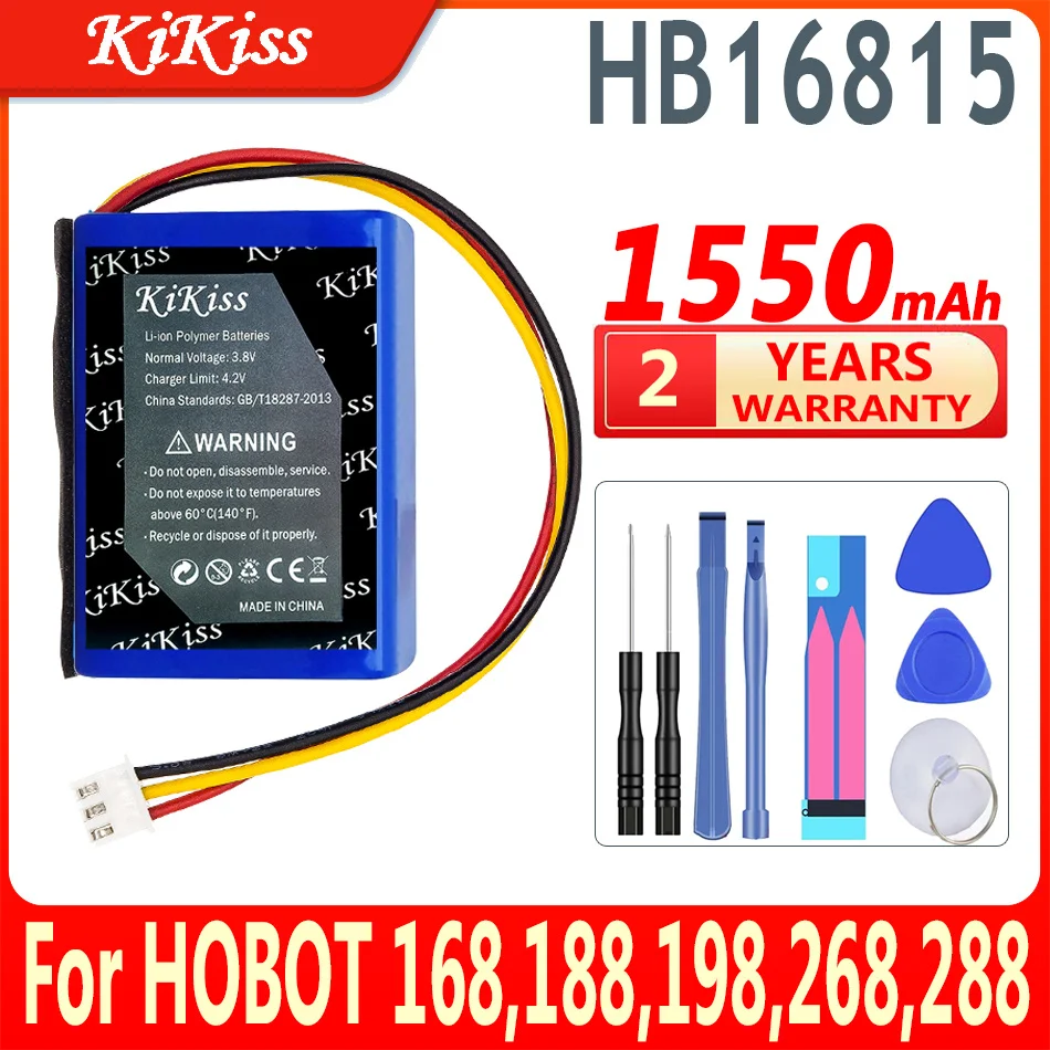 1550mAh KiKiss Powerful Battery HB16815 for HOBOT 168,188,198,268,288 Window Cleaning Robot
1550mAh KiKiss Powerful Battery HB16815 for HOBOT 168,188,198,268,288 Window Cleaning Robot