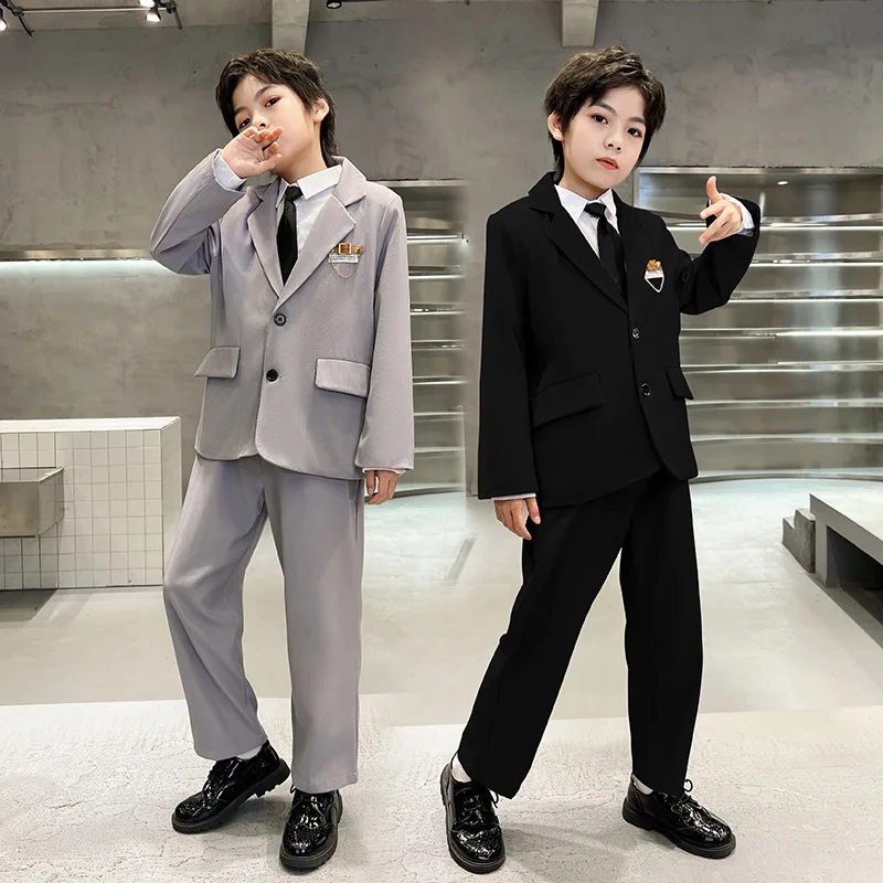 School Uniform for Boys Autumn Black Loose Blazer Trousers Set for Kids Teen Weddings Costume Children Performance Clothes
School Uniform for Boys Autumn Black Loose Blazer Trousers Set for Kids Teen Weddings Costume Children Performance Clothes
