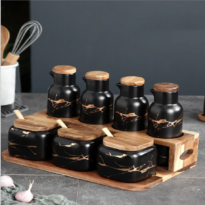 Kitchen Seasoning Pot Set Nordic Style Marbled Ceramic Seasoning Box Household MSG Box Salt Shaker Combination
Kitchen Seasoning Pot Set Nordic Style Marbled Ceramic Seasoning Box Household MSG Box Salt Shaker Combination