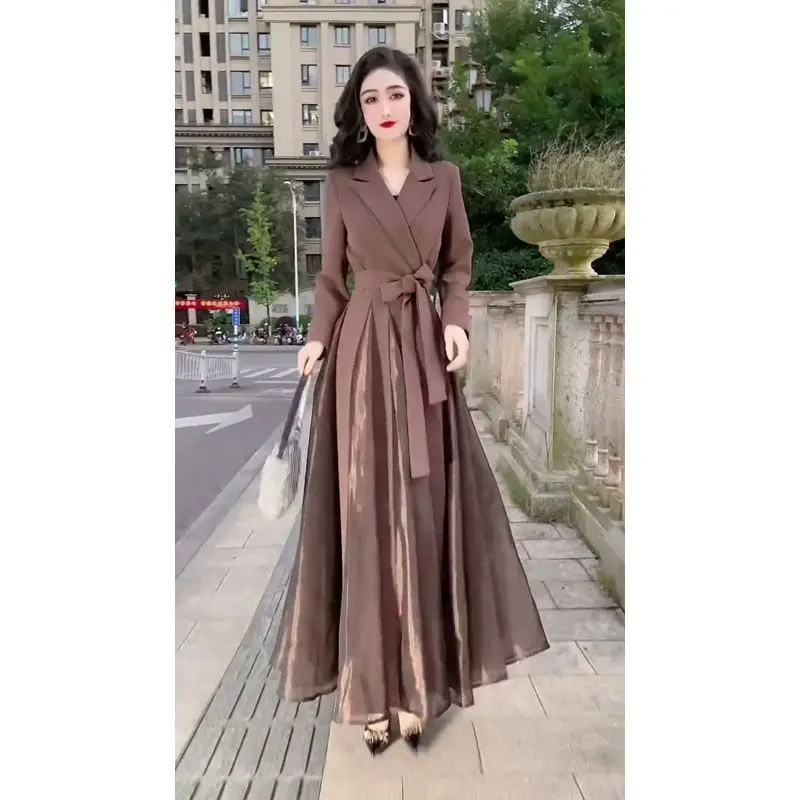 Vintage A-Line Dress with Solid Color and Patchwork Design for Women - 2024 Autumn and Winter Collection
Vintage A-Line Dress with Solid Color and Patchwork Design for Women - 2024 Autumn and Winter Collection