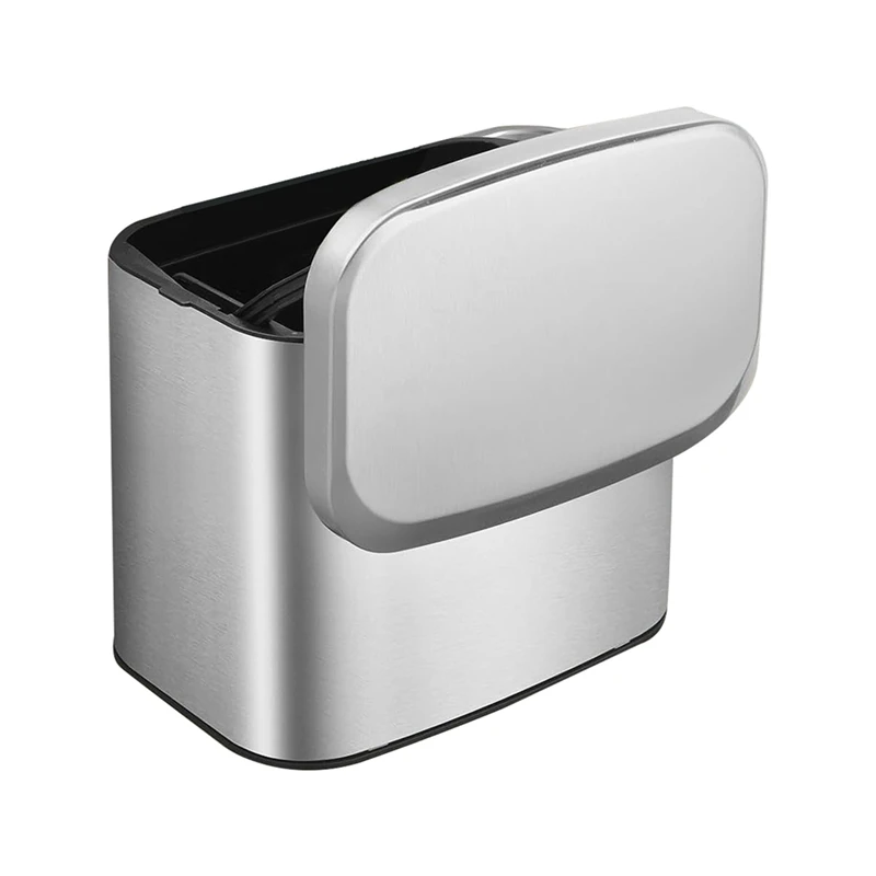 Hanging Stainless Steel Compost Bin 1.05 Gallon Wall Mounted Trash Can With Lid, Kitchen Cabinet Door Sink Garbage Can Silver
Hanging Stainless Steel Compost Bin 1.05 Gallon Wall Mounted Trash Can With Lid, Kitchen Cabinet Door Sink Garbage Can Silver