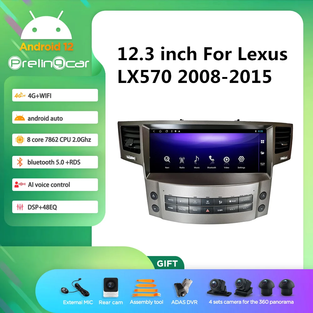 Prelingcar Android 12.0 System 2 Din Car Multimedia Video Player GPS Navigation 12.3inch For Lexus LX570 2008-2015 Ys 8Core
Prelingcar Android 12.0 System 2 Din Car Multimedia Video Player GPS Navigation 12.3inch For Lexus LX570 2008-2015 Ys 8Core