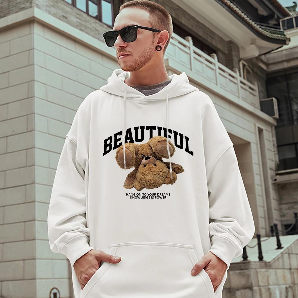 Plush Teddy Bear Falling Casual Street Print Hoodie Men Personality Loose Hoody 2023 New Spring Clothes Cotton Fleece Sweatshirt
Plush Teddy Bear Falling Casual Street Print Hoodie Men Personality Loose Hoody 2023 New Spring Clothes Cotton Fleece Sweatshirt