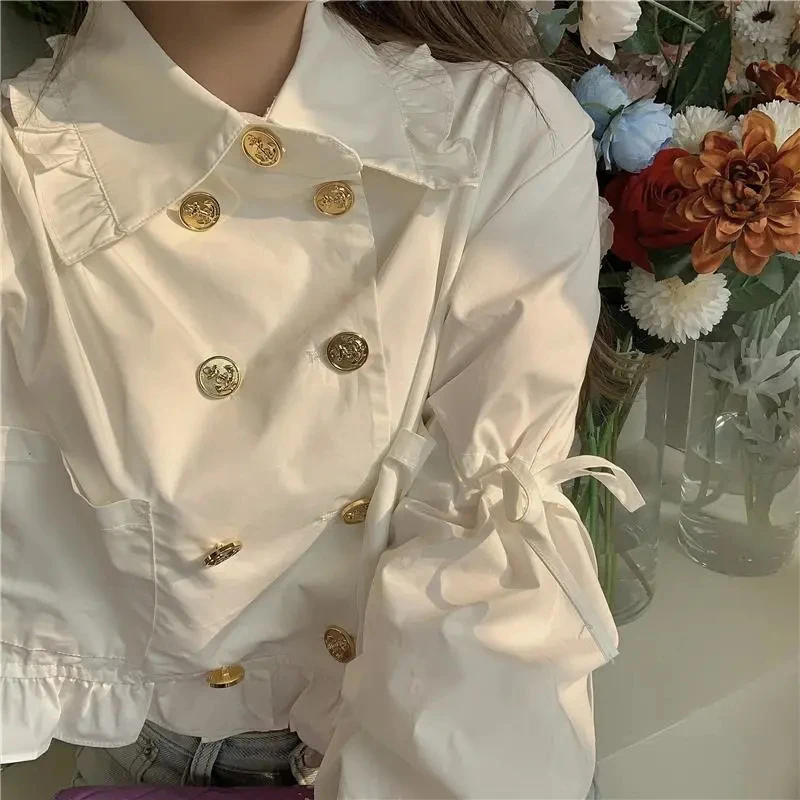 MEXZT Elegant White Shirts Women Korean Ruffles Bandage Crop Tops Vintage Sweet Flare Long Sleeve Double Breasted Slim Blouses
MEXZT Elegant White Shirts Women Korean Ruffles Bandage Crop Tops Vintage Sweet Flare Long Sleeve Double Breasted Slim Blouses