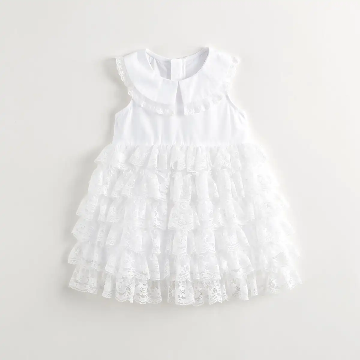 

MARC&JANIE Girls White Lace Mesh Dress Cake Dress Princess Dress for Summer 240665
