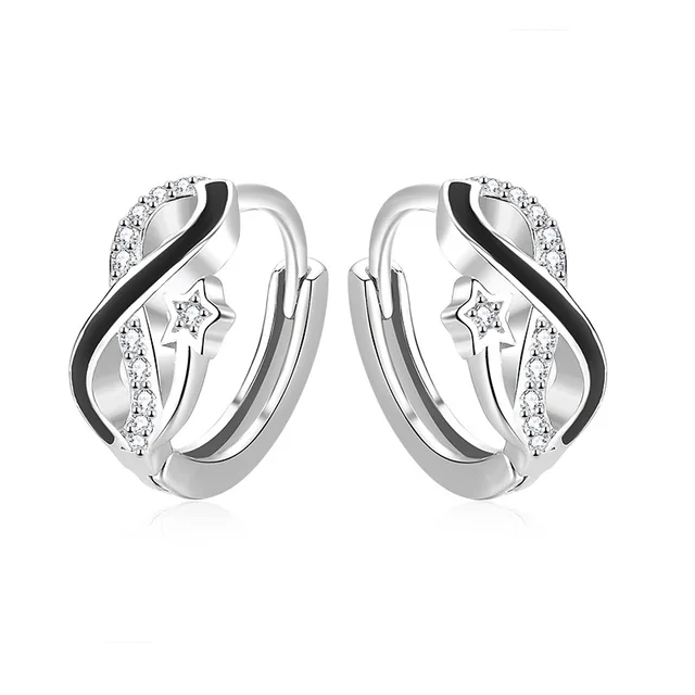 Boucle d'oreille cercle en cristal pour femme, argent regardé 100% véritable, bijoux de direction, cadeau de fête de mariage, 925 1