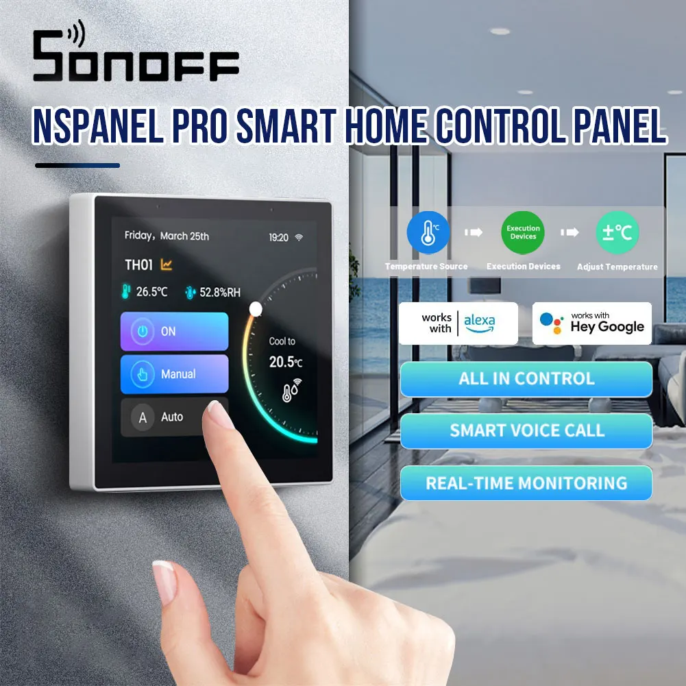 Панель управления SONOFF NSPanel Pro 86 для умного дома, настенный выключатель, несколько контроллеров, сенсорный TFT-экран 3,95 дюйма, работает с Alexa
Панель управления SONOFF NSPanel Pro 86 для умного дома, настенный выключатель, несколько контроллеров, сенсорный TFT-экран 3,95 дюйма, работает с Alexa