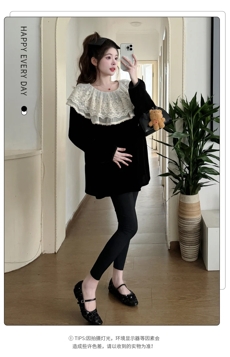 Autumn Pleated Flying Sleeve Pregnancy Shirt+belly Trousers Twinset Loose Casual Pregnant Woman Pants Suit Maternity Clothes Set 7 S92d8d20525bb48c2a5698eece7441268T