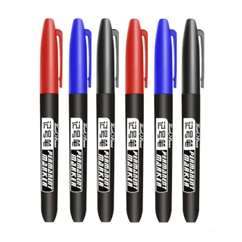 영구 마커 펜, 방수 파인 포인트 잉크, 블랙 블루 레드 오일 잉크, 1.5mm 라운드 토 파인 컬러 마커 펜, 세트당 3 개