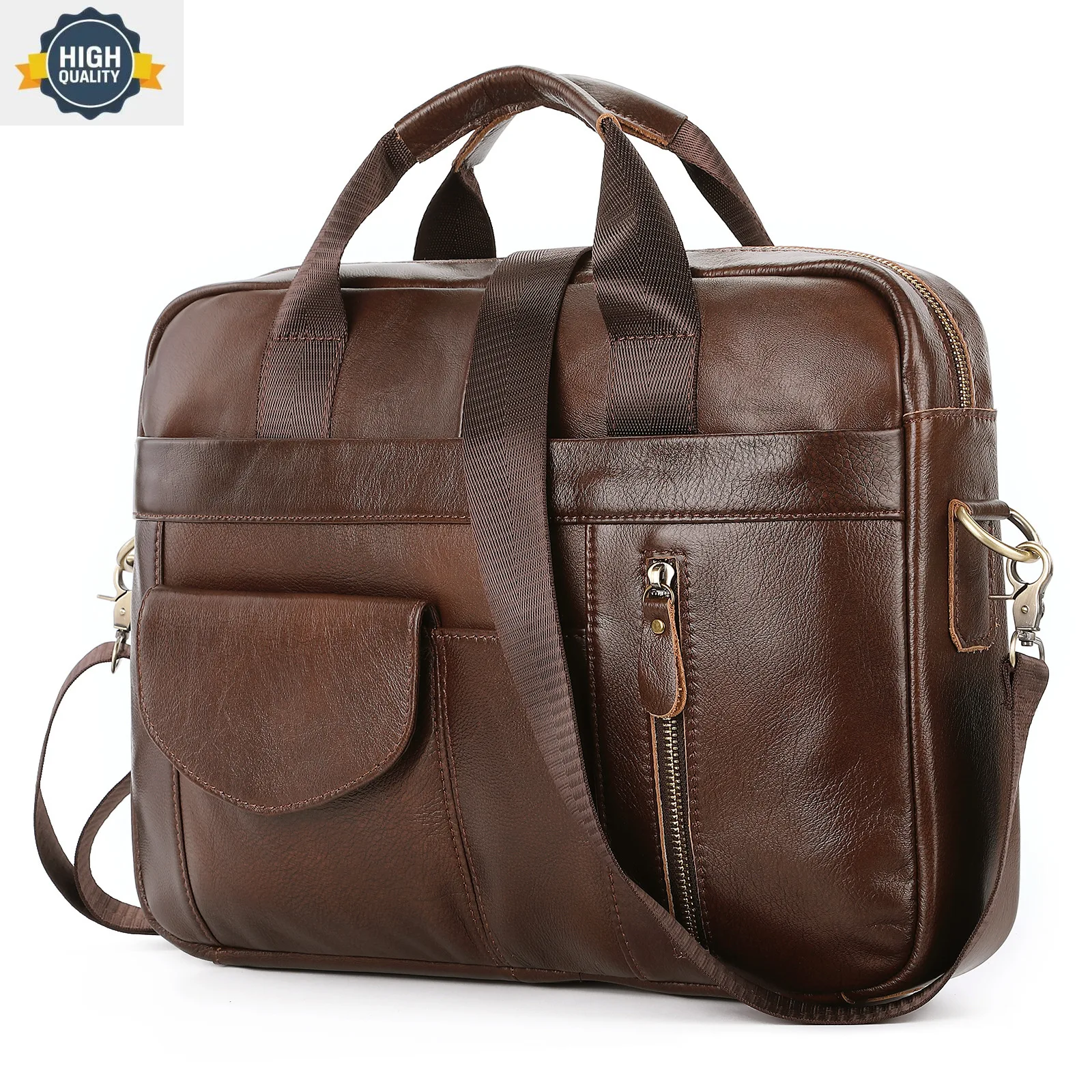 

Men's Bag Large Men Genuine Leather Briefcase for15.6 inch Laptop Messenger Business Portfolio for A4 Document