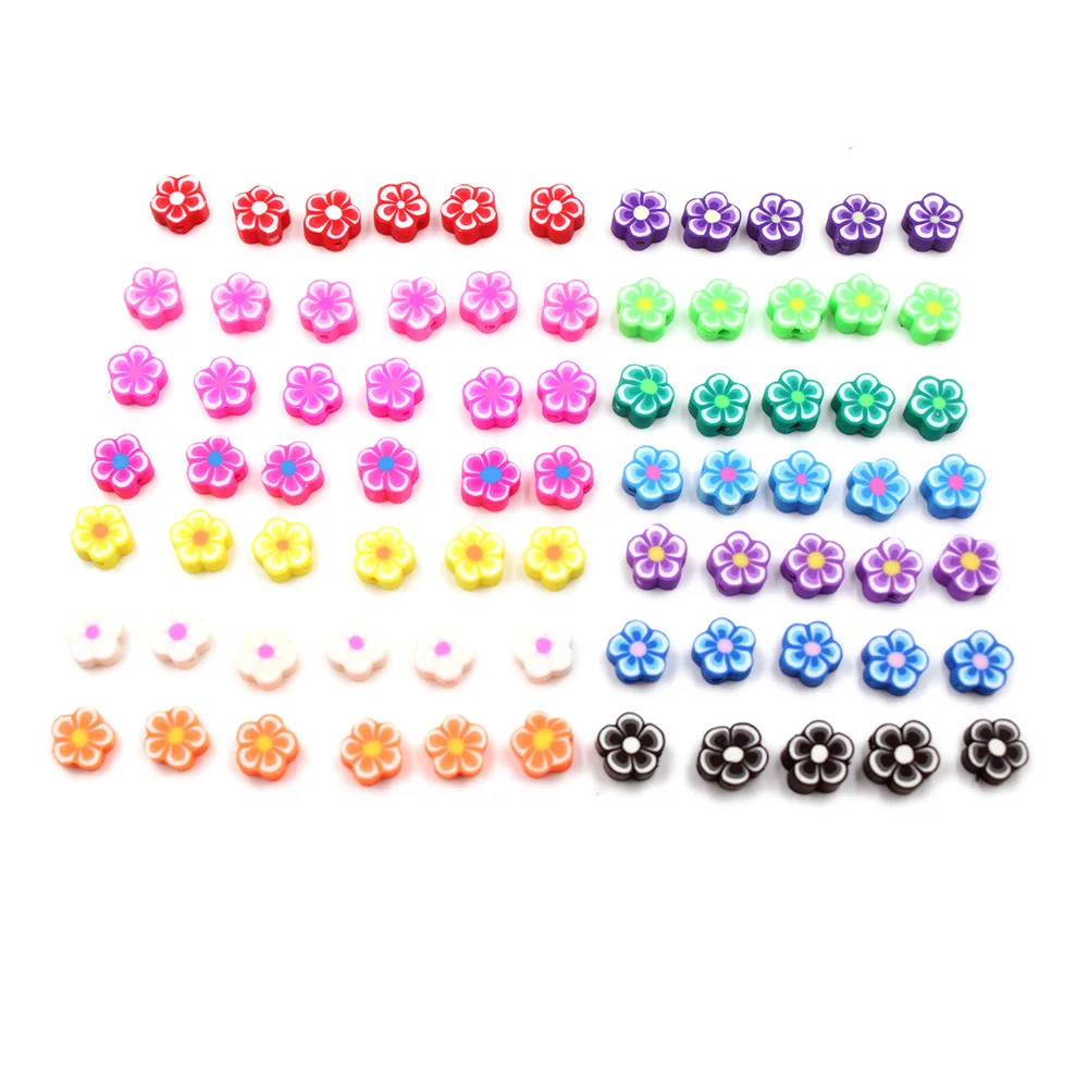 50pcs Mixed Flower 10mm Polymer Clay Loose Spacer Beads For Jewelry Making DIY Bracelet Necklace Accessories 
50pcs Mixed Flower 10mm Polymer Clay Loose Spacer Beads For Jewelry Making DIY Bracelet Necklace Accessories