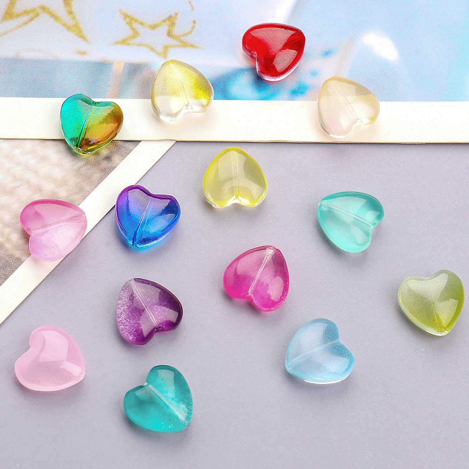 

20 40 60pcs Love Heart Czech Lampwork Crystal Glass Spacer Beads For Jewelry Making Diy Needlework Bracelet Hairpin Findings