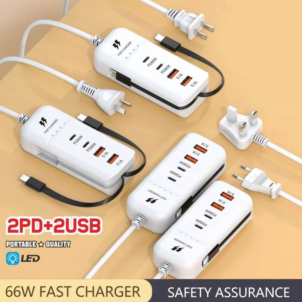 66W, 4 USB Charger, PD USB Hub, Adapter, Fast Charging Power Socket with Type C Cable Wall Charger for iPhone, Samsung, Xiaomi, Huawei 7 Mallzona S92df7c039ef94c619c3e5ad6b27d2a80J 66W, 4 USB Charger, PD USB Hub, Adapter, Fast Charging Power Socket with Type C Cable Wall Charger for iPhone, Samsung, Xiaomi, Huawei Mallzona