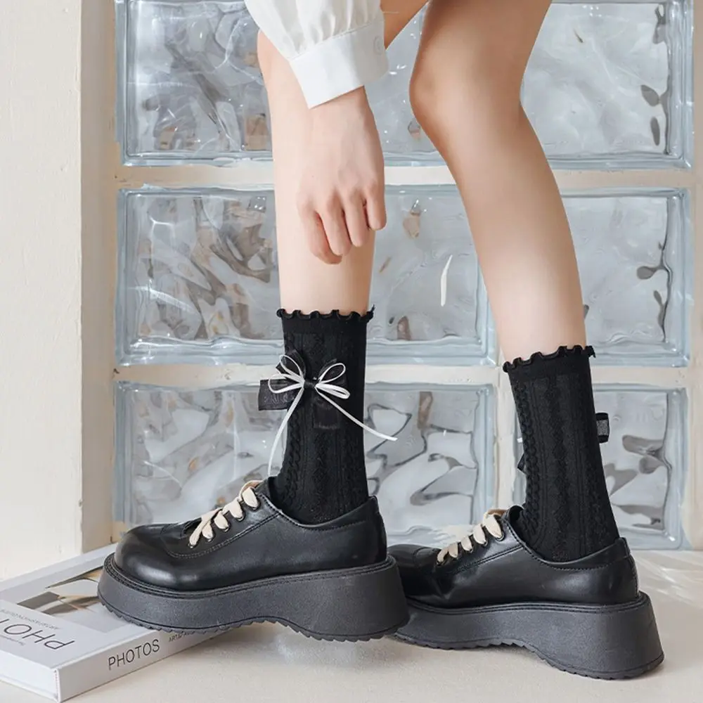 Harajuku Style Sweet For Girls Dress Double Bow Cotton Female Hosiery Ruffle Socks Middle Tube Socks Bow Socks
Harajuku Style Sweet For Girls Dress Double Bow Cotton Female Hosiery Ruffle Socks Middle Tube Socks Bow Socks