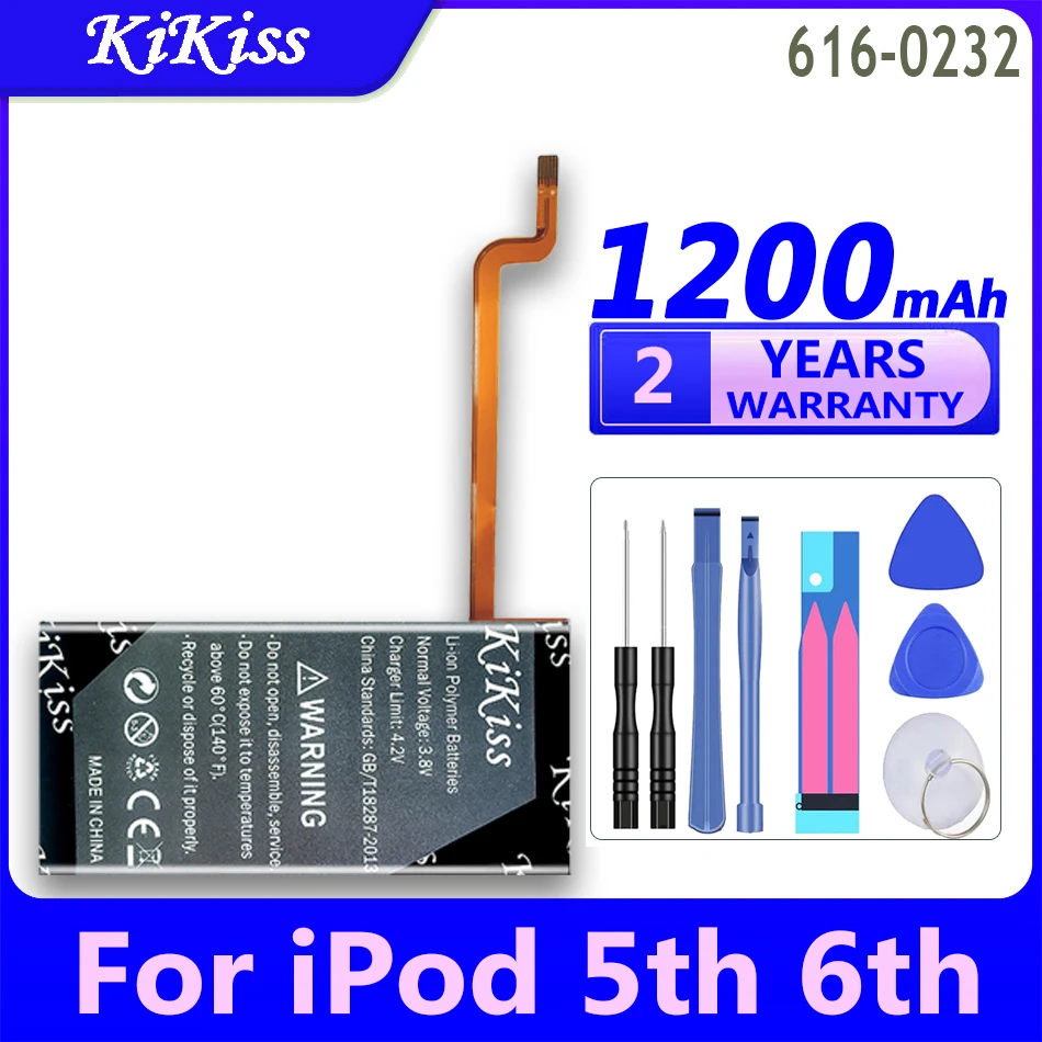 

1200mah KiKiss Powerful Battery 616-0232 6160232 For iPod 5th Video 60GB 80GB 6th gen Classic Thick 160GB