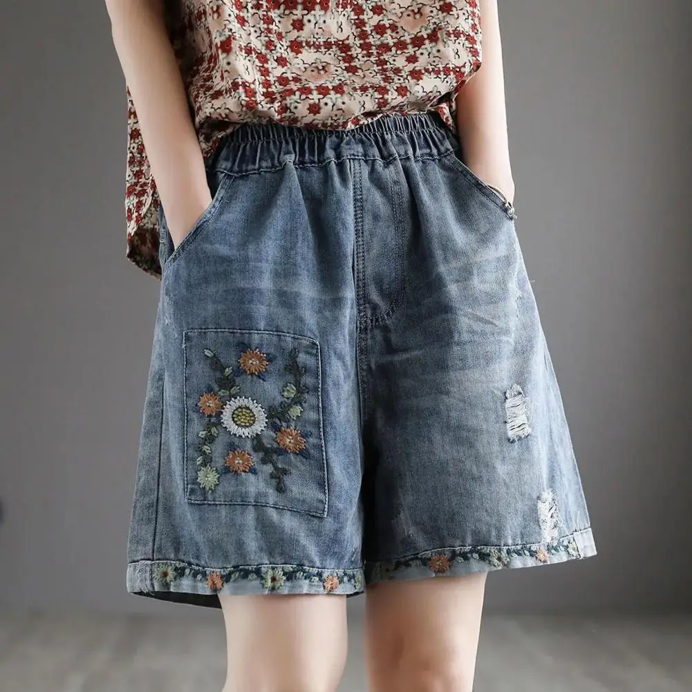 Women Shorts Vintage High Waist Summer Shorts Embroidery Pattern Pocket Denim Shorts Elastic Waist Wide Leg Loose Shorts
Women Shorts Vintage High Waist Summer Shorts Embroidery Pattern Pocket Denim Shorts Elastic Waist Wide Leg Loose Shorts