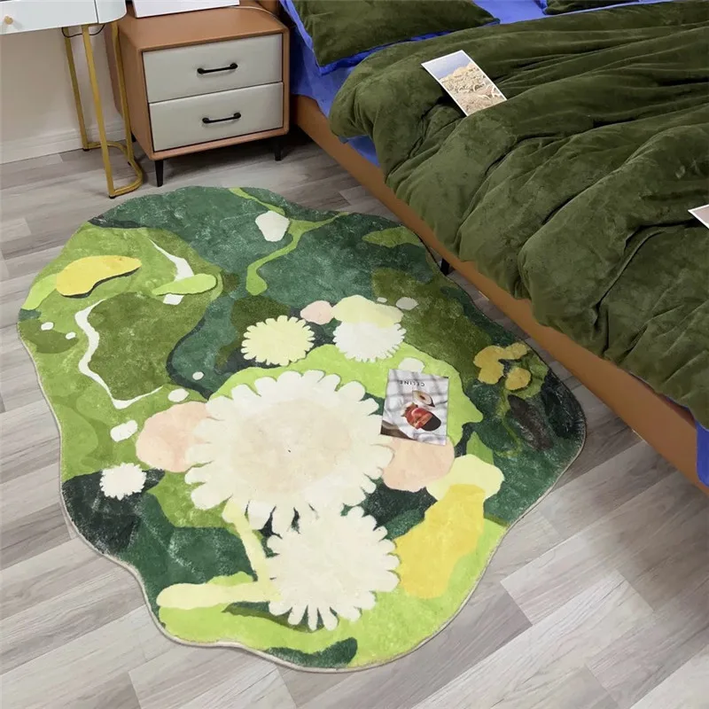 

Nordic 3D Lawn Moss Rugs Carpet for Bedroom Living Room Green Forest Irregular Home Decor Chic Room Floor Mat Bedside Area Rug