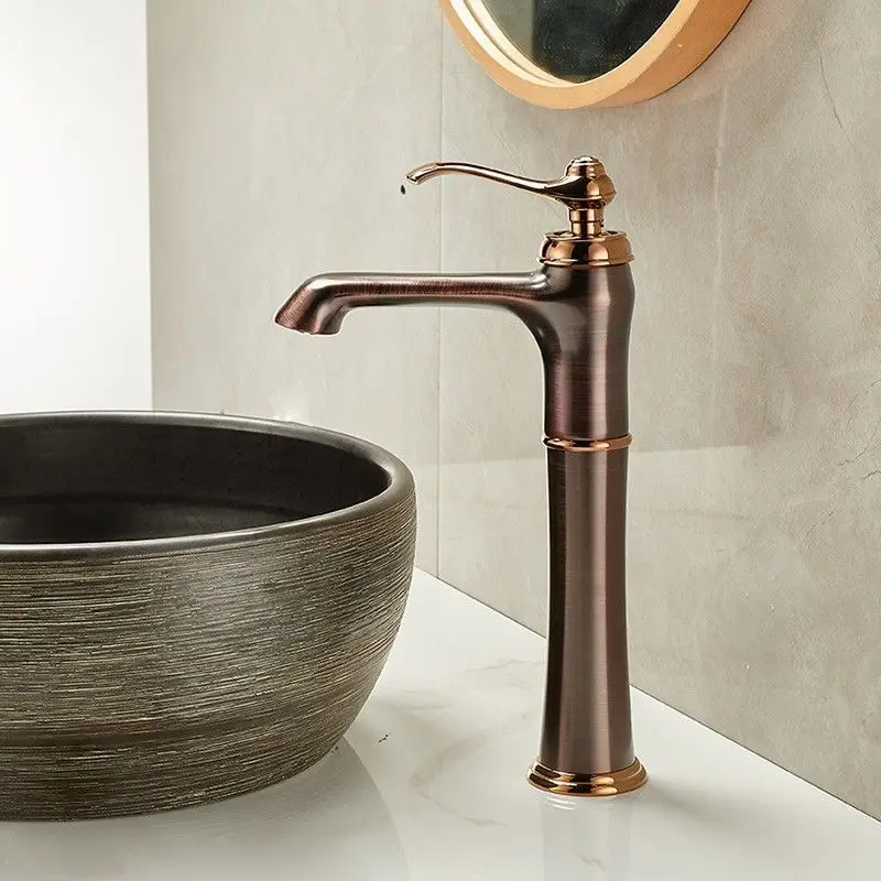 

Bathroom Faucets Oil Rubbed Bronze Faucet Brass Bath Basin Mixer Tap Hot and Cold Water Tap Bowlder Sink Crane