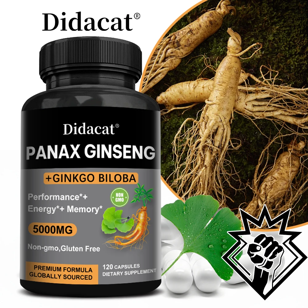 Ginseng + Ginkgo Biloba - 5000 Mg Extra Strength - Supports Strength, Endurance, Energy Production and Mood Balance
Ginseng + Ginkgo Biloba - 5000 Mg Extra Strength - Supports Strength, Endurance, Energy Production and Mood Balance