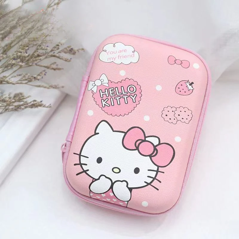

Cartoon Hellos Kittys Rectangular Earphone Storage Bag Melodys Large Coin Wallet Charger Data Cable Hard Disk Mobile Storage Box