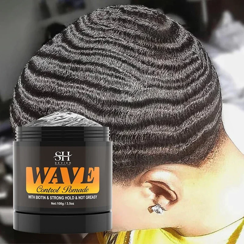 

2023 натуральная помада для контроля волн для черных мужчин, сильная фиксация, 360 волн, многослойная глина, волнистая смазка для наращивания волос, шелковистый блеск