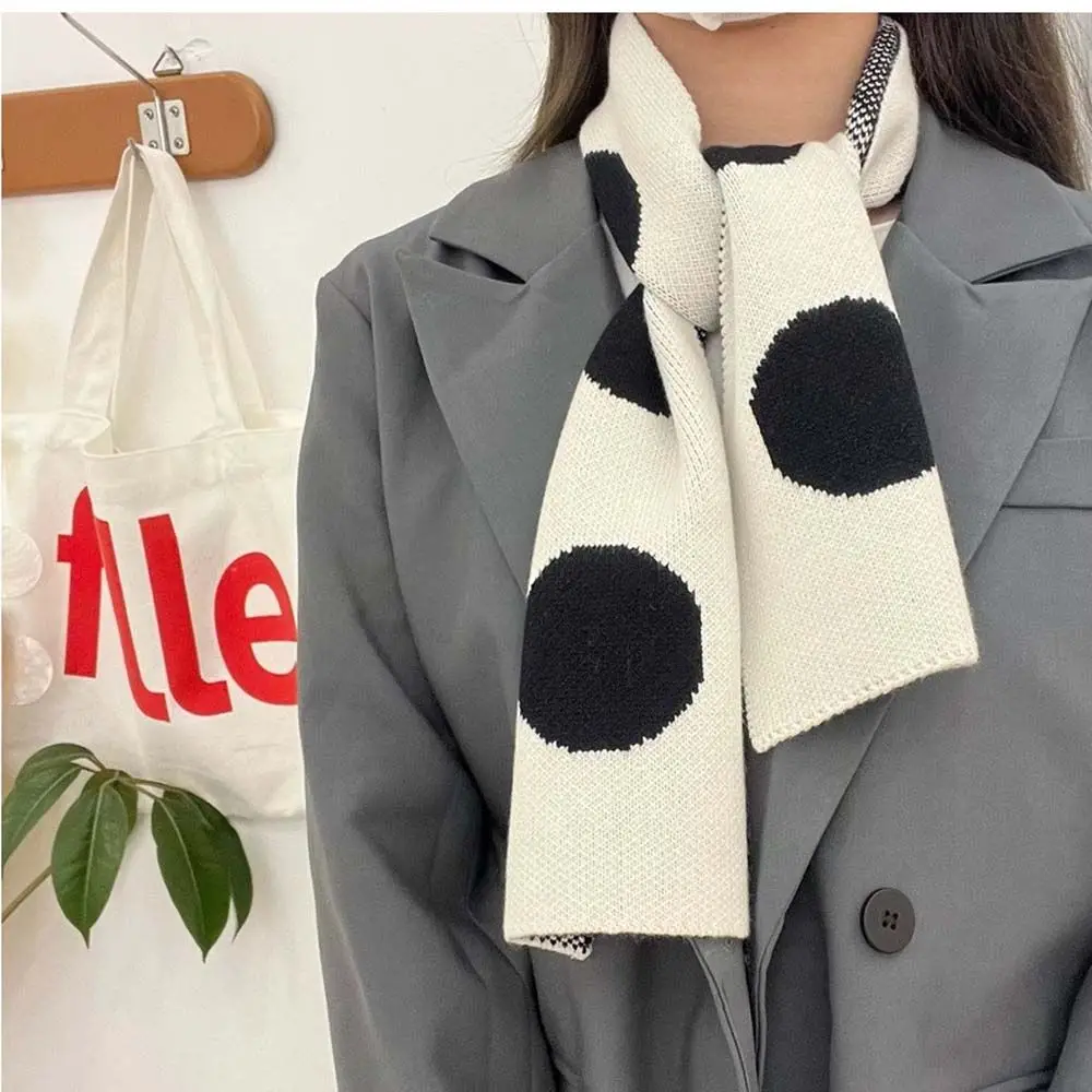 

Korean Winter Accessories Knitted Long Neck Scarf Polka Dots Scarves Girls Scarves Women Scarf Neck Warmers