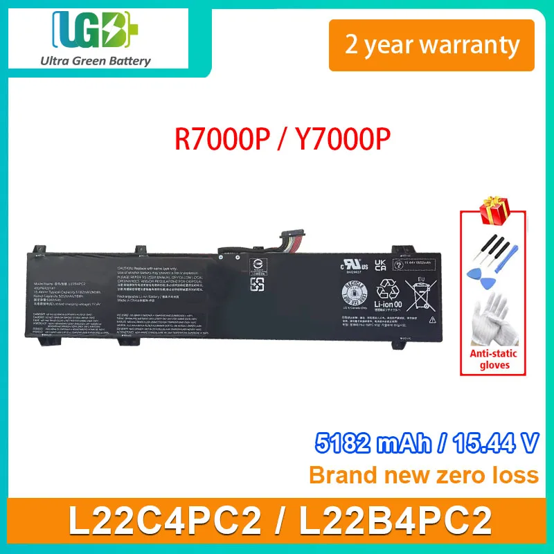 

UGB New L22C4PC2 L22B4PC2 Laptop Battery For Lenovo Legion Slim 5 16APH8 IRH8 R7000P Y7000P L22M4PC2 5182mAh 15.44V 80Wh