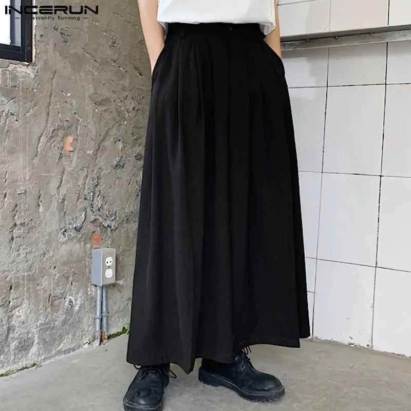 

Fashion Loose Men Pants INCERUN Comfortable Wide Leg Flare Trousers Casual Male Solid All-match High Waist Pantalons S-5XL 2023