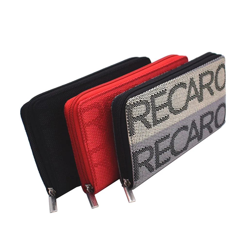 

New JDM Style RECARO Zipper Wallet Men's Car Key Case Credit Business Card Holders