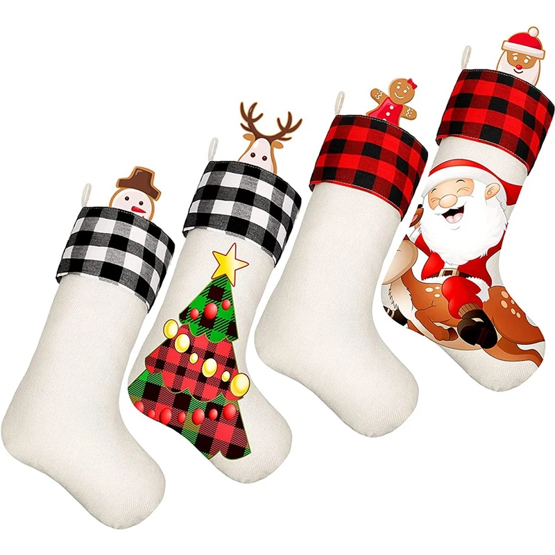 

Sublimation Burlap Christmas Stockings DIY Craft Sublimation Blank Stockings For Xmas Tree Fireplace DIY Craft