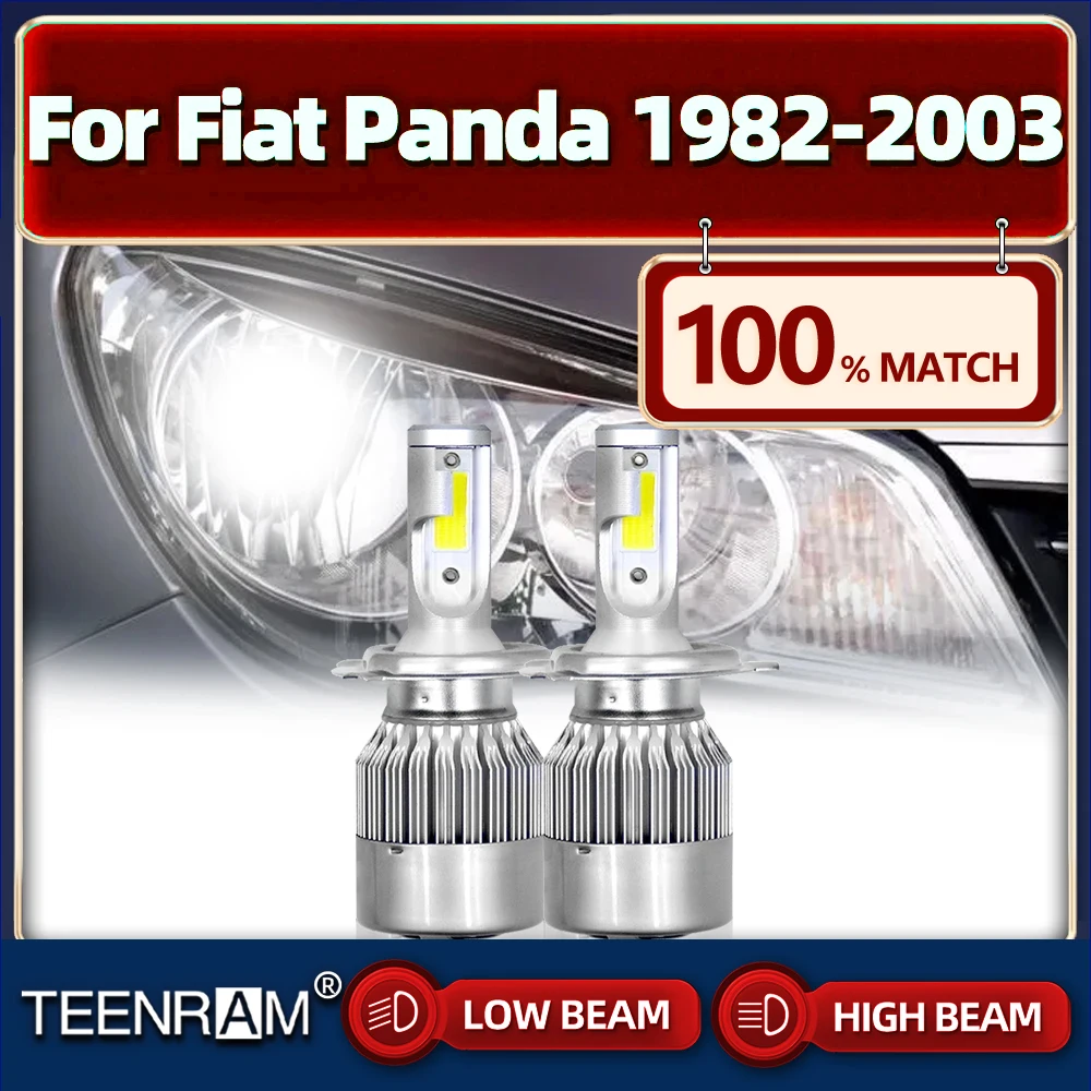 

Canbus светодиодный фары лампы дальнего и ближнего света турбо лампы 20000LM Автомобильные фары 12В 6000 К для Fiat Panda 1982-1999 2000 2001 2002 2003