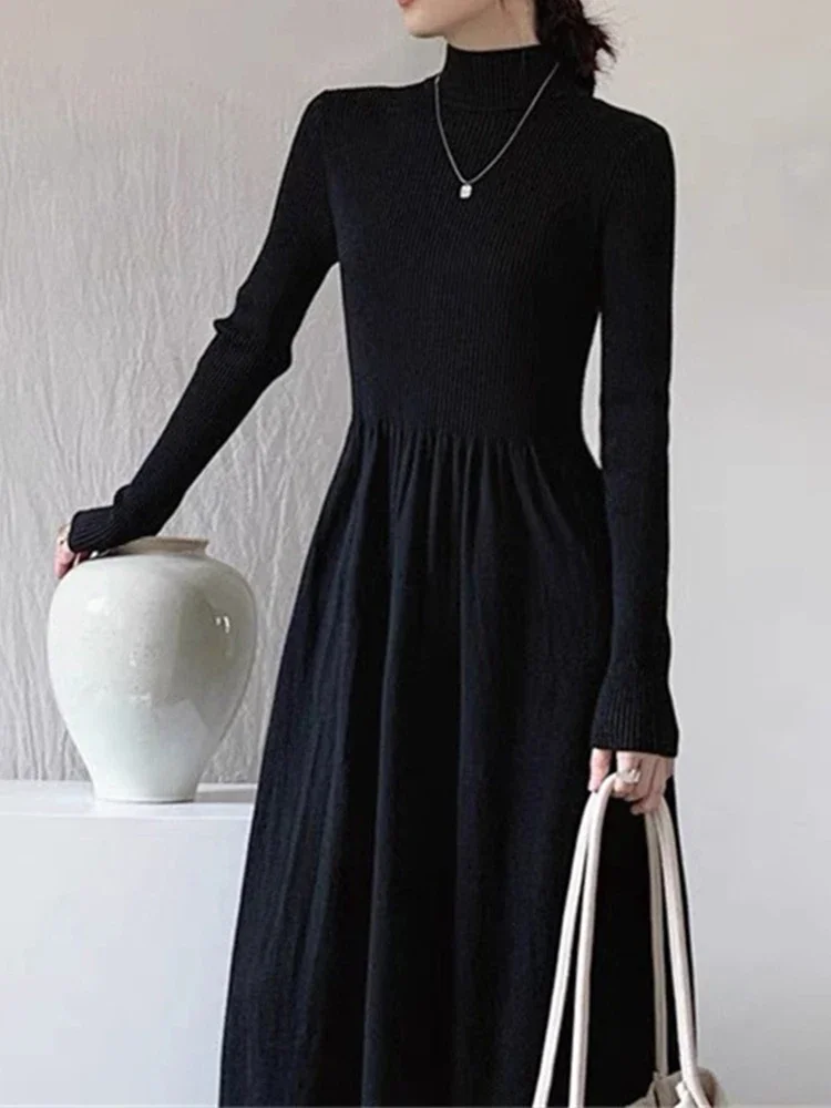 Knitted Sweater Dress Women Autumn Winter Casual Long Sleeve Turtleneck Dress Female French Elegant Fashion Solid Long Dresses
Knitted Sweater Dress Women Autumn Winter Casual Long Sleeve Turtleneck Dress Female French Elegant Fashion Solid Long Dresses