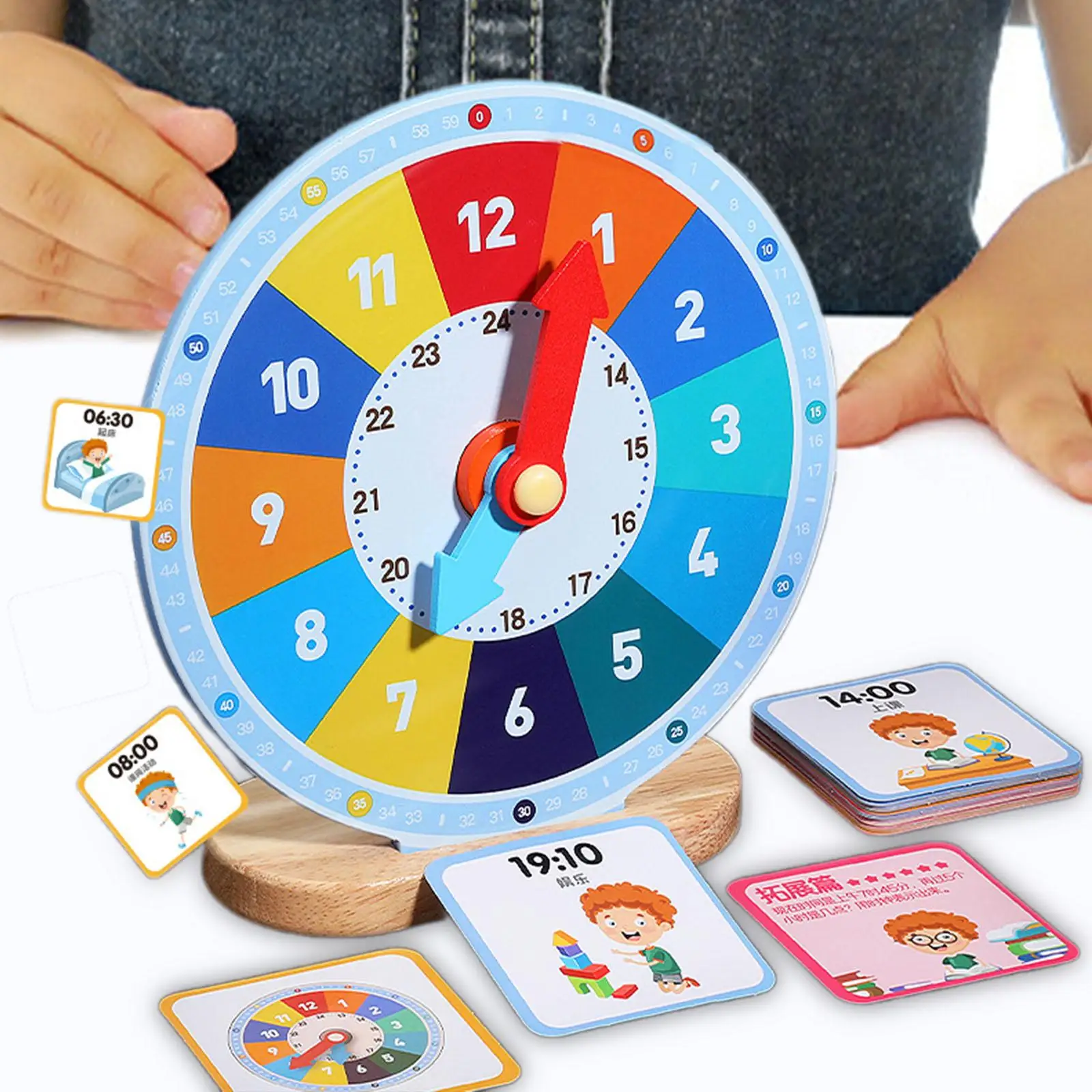 

Wood Teaching Clock Hours Early Learning Analog Teaching Clock Kids Toddlers