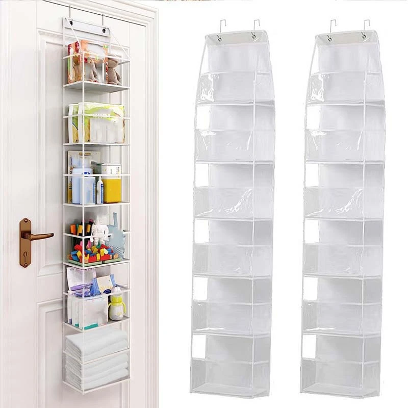 

2PCs 6-layer Closet Storage Bags with Sturdy Hooks Transparent Panels Wardrobe Organizer Home Bedroom Space Saving Hanger Pouch