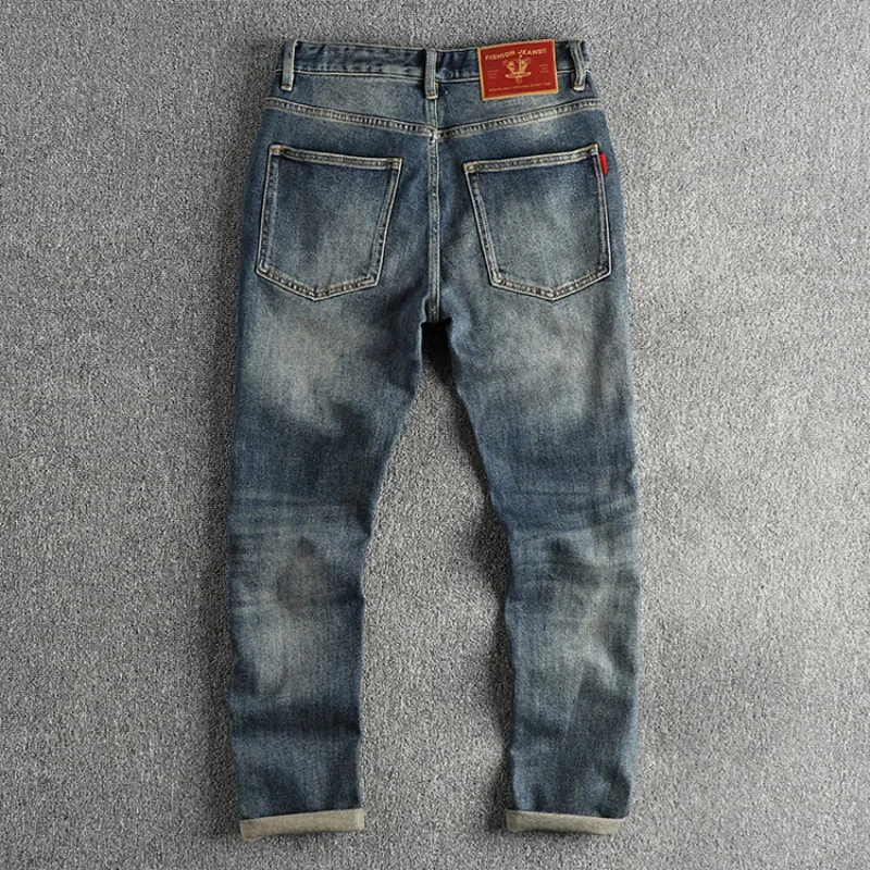 Retro Fashion Haulage Motor Wind Washed Worn Jeans Men's Micro-Elastic Slim-Fitting Small Straight Street Youth Trousers
Retro Fashion Haulage Motor Wind Washed Worn Jeans Men's Micro-Elastic Slim-Fitting Small Straight Street Youth Trousers