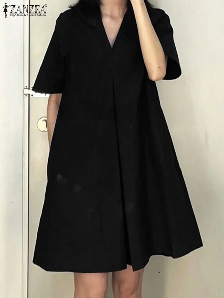 Oversize Women Summer V Neck Short Sleeve Dress ZANZEA 2023 Fashion Casual Solid Holiday Vestido Robe Loose Knee-length Sundress
Oversize Women Summer V Neck Short Sleeve Dress ZANZEA 2023 Fashion Casual Solid Holiday Vestido Robe Loose Knee-length Sundress