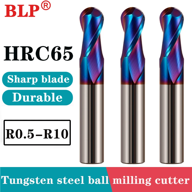 

Milling Cutter HRC65 2 Flute Ball Nose Alloy Nano-Coating Tungsten Steel Tools Cnc Maching Wholesale Hardness Machine Cutters