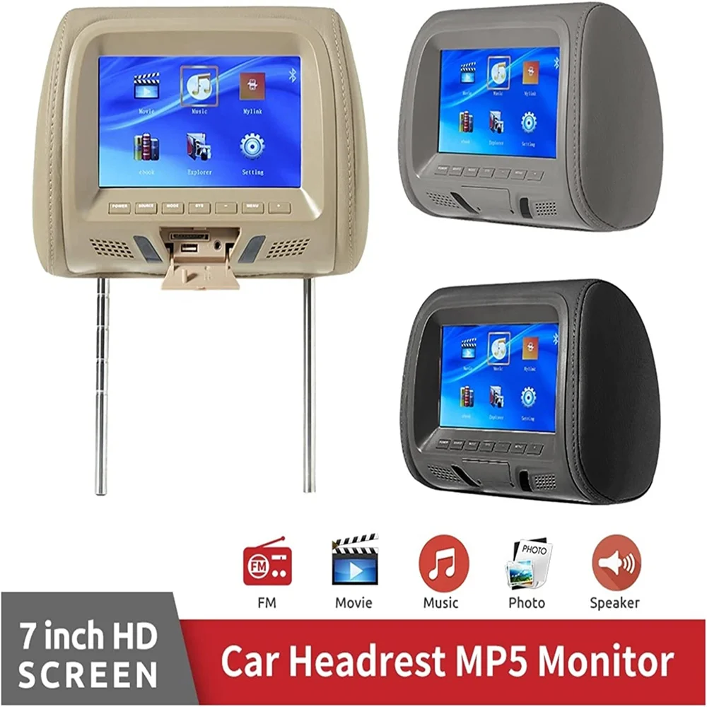 

Universal 7" no Touch Screen 1024*600 Car Headrest Monitor MP4 MP5 Player Pillow Monitor Support AV/USB/SD/FM/Speaker/Headphone
