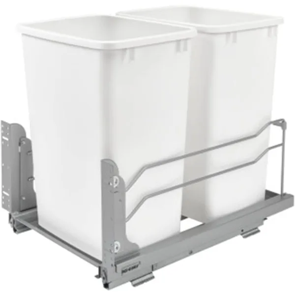 

Rev-A-Shelf Double Trash Can Under Kitchen Cabinets Pull Out, 35 Quart 8.75 Gallon with Soft-Close Slides