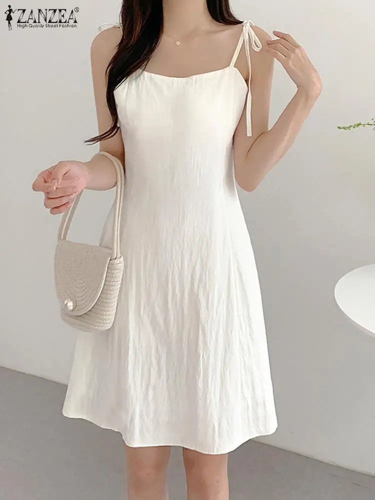 ZANZEA Women Summer Sling Dress Sexy Solid Color Party Sundress Casual Spaghetti Strap Dress Vacation Beach Waisted A-Line Robe
ZANZEA Women Summer Sling Dress Sexy Solid Color Party Sundress Casual Spaghetti Strap Dress Vacation Beach Waisted A-Line Robe