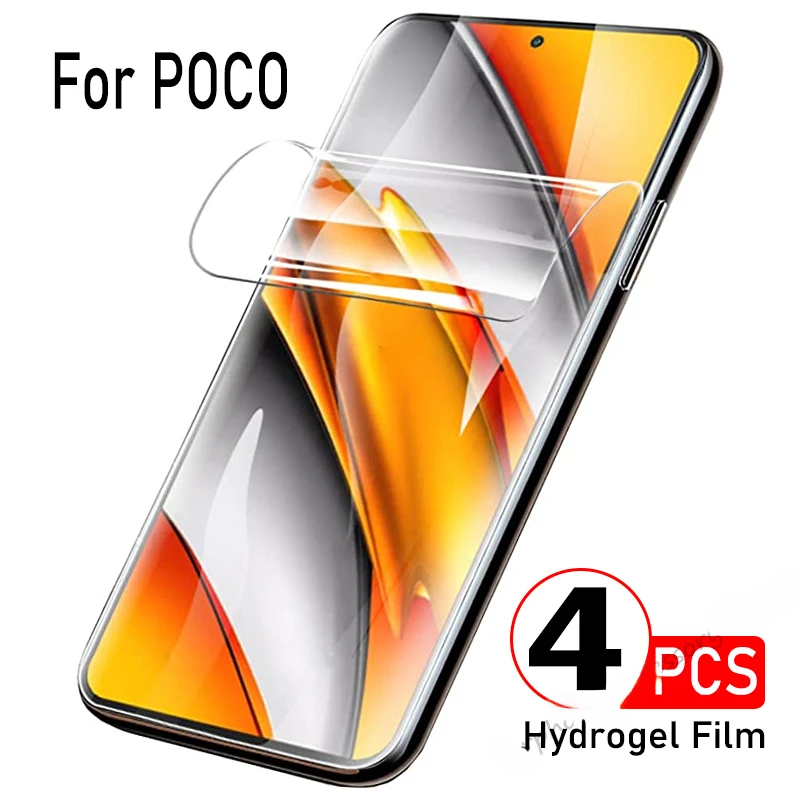 

4Pcs Hydrogel Film For POCO F5 F4 F3 GT For Xiaomi POCO X5 X4 X3 NFC M3 M4 Pro 5G Gel Film Screen Protectors For Mi POCO C40 M5S