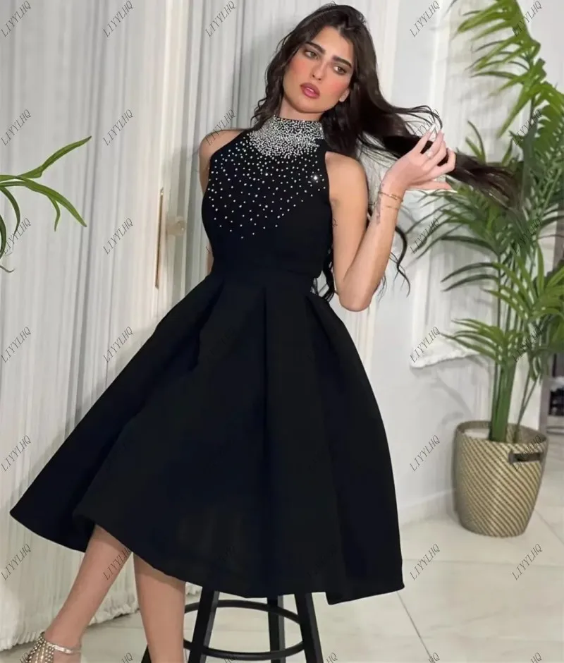 

LIYYLHQ Saudi Arabia Evening Dresses Beadings Satin Ankle Length Evening Party Dresses vestidos de fiesta Occasion Formal Gowns